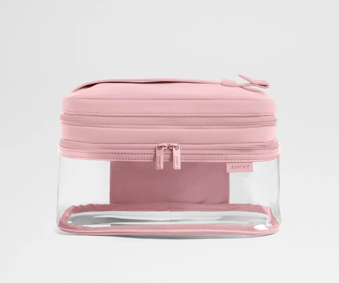 Clear Cosmetic Case in Blush Pink