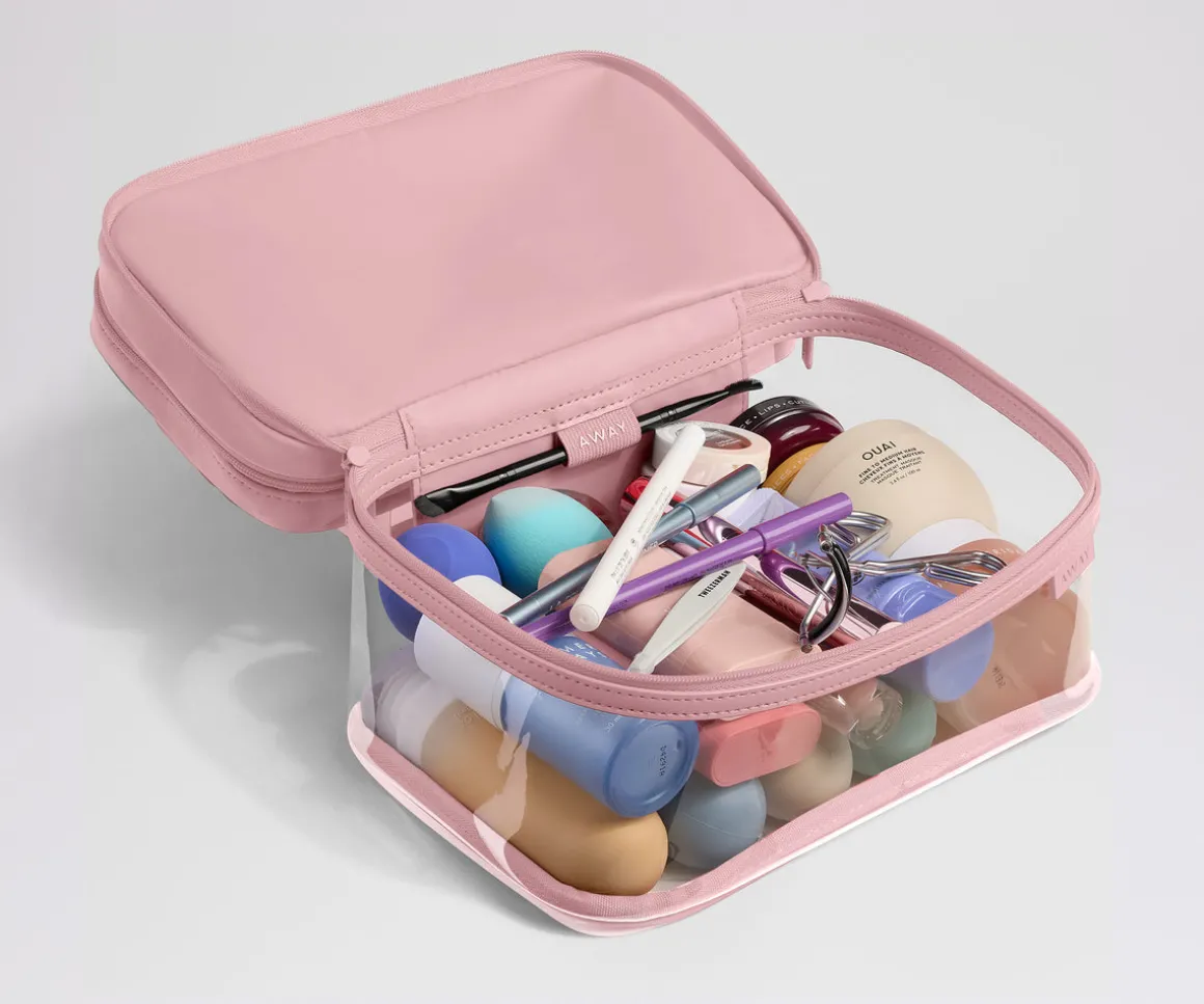 Clear Cosmetic Case in Blush Pink