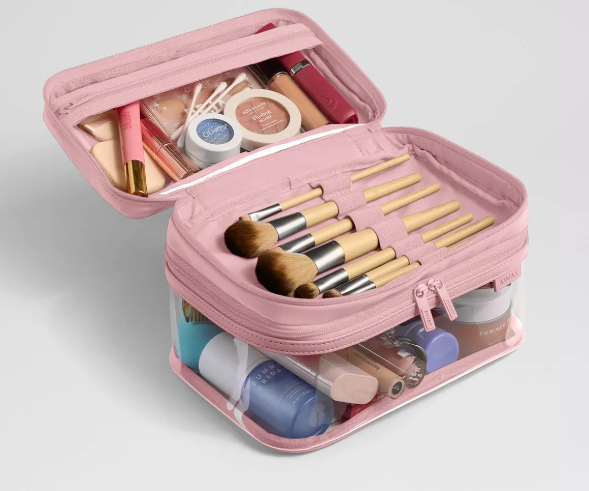Clear Cosmetic Case in Blush Pink
