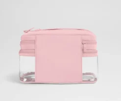 Clear Cosmetic Case in Blush Pink