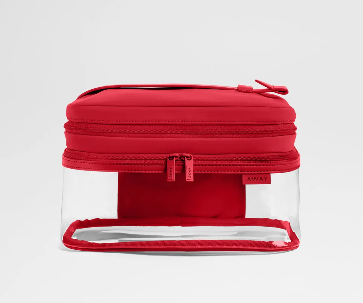 Clear Cosmetic Case in Cherry Red