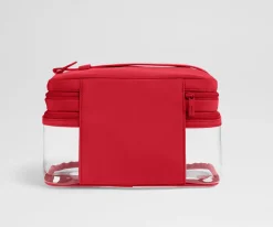 Clear Cosmetic Case in Cherry Red