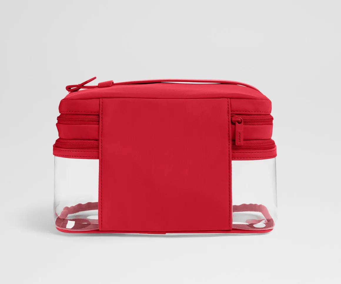 Clear Cosmetic Case in Cherry Red