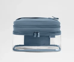 Clear Cosmetic Case in Coast Blue