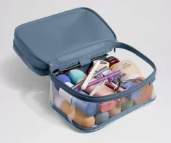 Clear Cosmetic Case in Coast Blue
