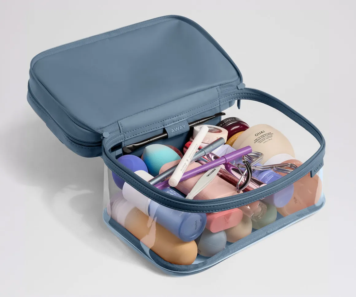 Clear Cosmetic Case in Coast Blue