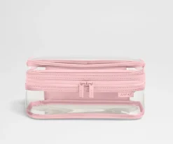 Clear Toiletry Bag in Clear/Blush Pink