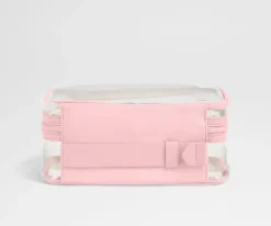 Clear Toiletry Bag in Clear/Blush Pink
