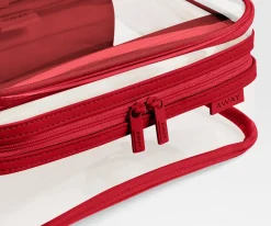 Clear Toiletry Bag in Clear/Cherry Red