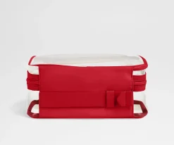 Clear Toiletry Bag in Clear/Cherry Red