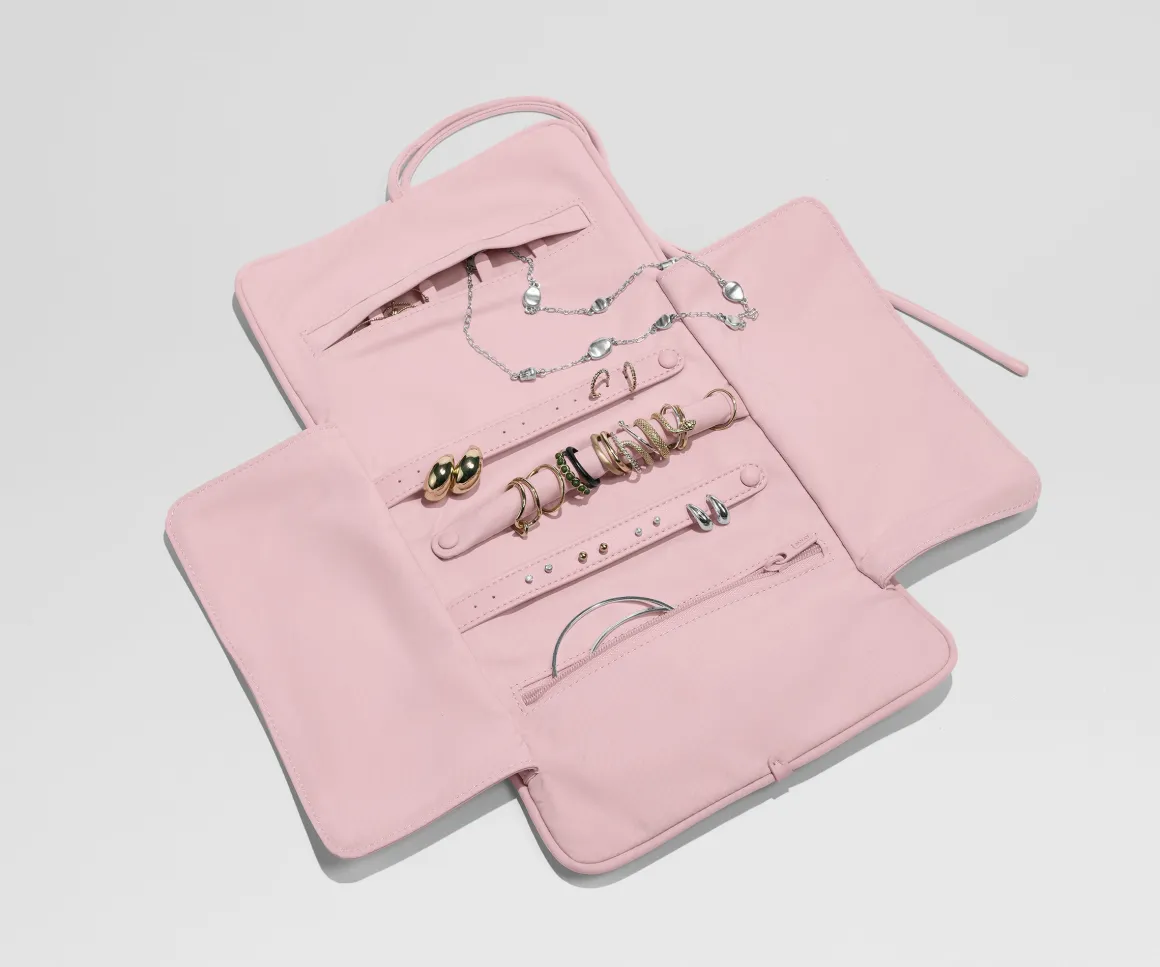 Featherlight Jewelry Roll in Blush Pink