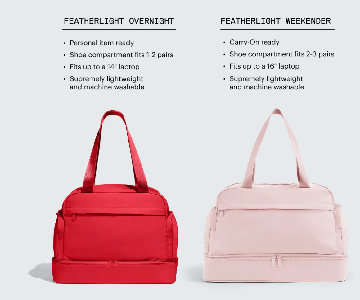 Featherlight Overnight Bag in Blush Pink