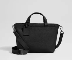 Leather Crossbody in Jet Black