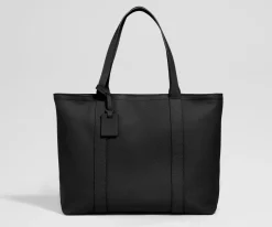 Leather Tote in Jet Black