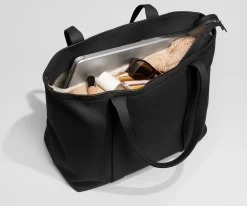 Leather Tote in Jet Black