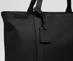 Leather Tote in Jet Black