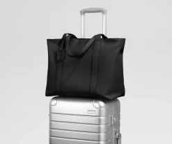 Leather Tote in Jet Black
