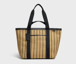 Riviera Straw Tote in Black Seagrass