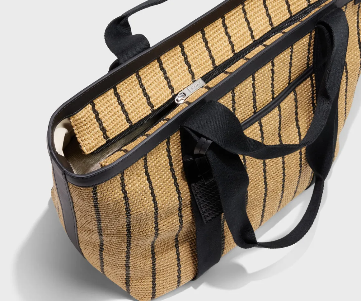 Riviera Straw Tote in Black Seagrass