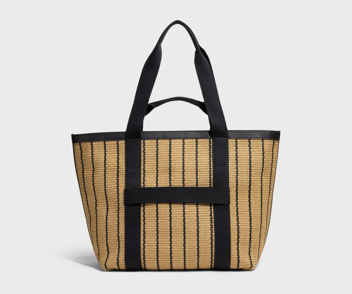 Riviera Straw Tote in Black Seagrass