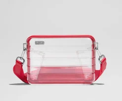 Stadium Bag in Clear/Cherry Red