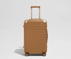 The Aluminum Edge Bigger Carry-On in Cognac Brown