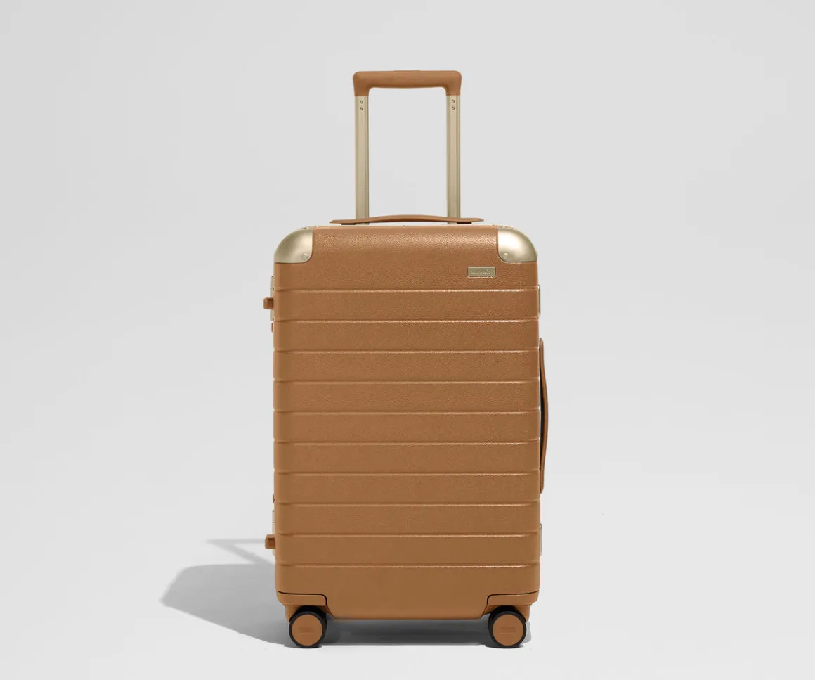 The Aluminum Edge Bigger Carry-On in Cognac Brown