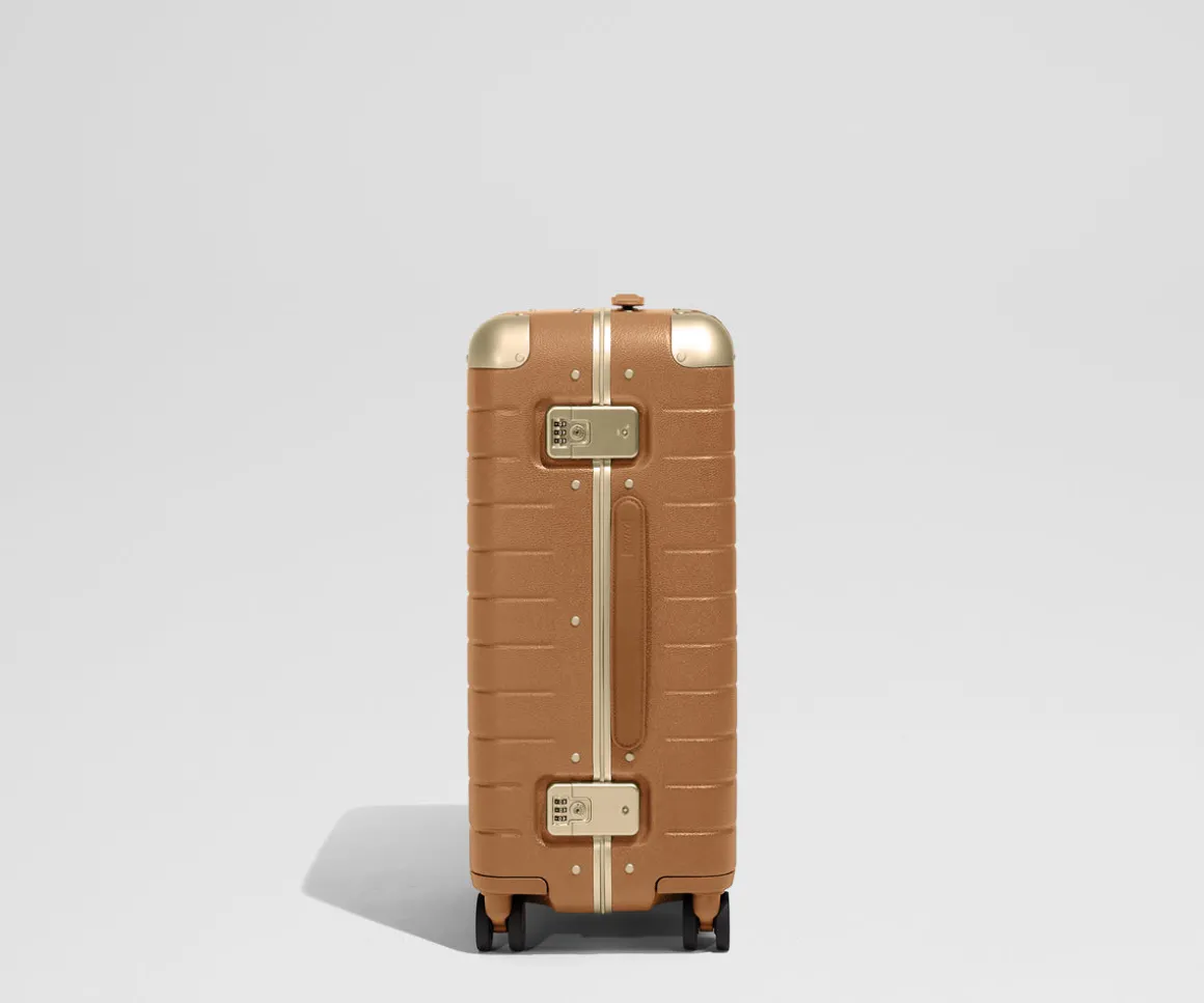 The Aluminum Edge Bigger Carry-On in Cognac Brown