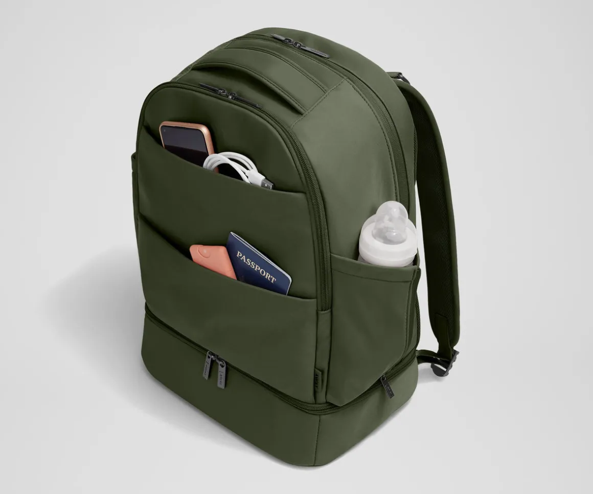 The Double Diaper Backpack in Olive Green