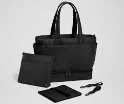 The Double Diaper Tote in Jet Black